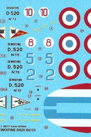 Sticker Dewoitine D 520 GC I / 3: S / Lt Hubert de Salaberry Decal Goedkoop