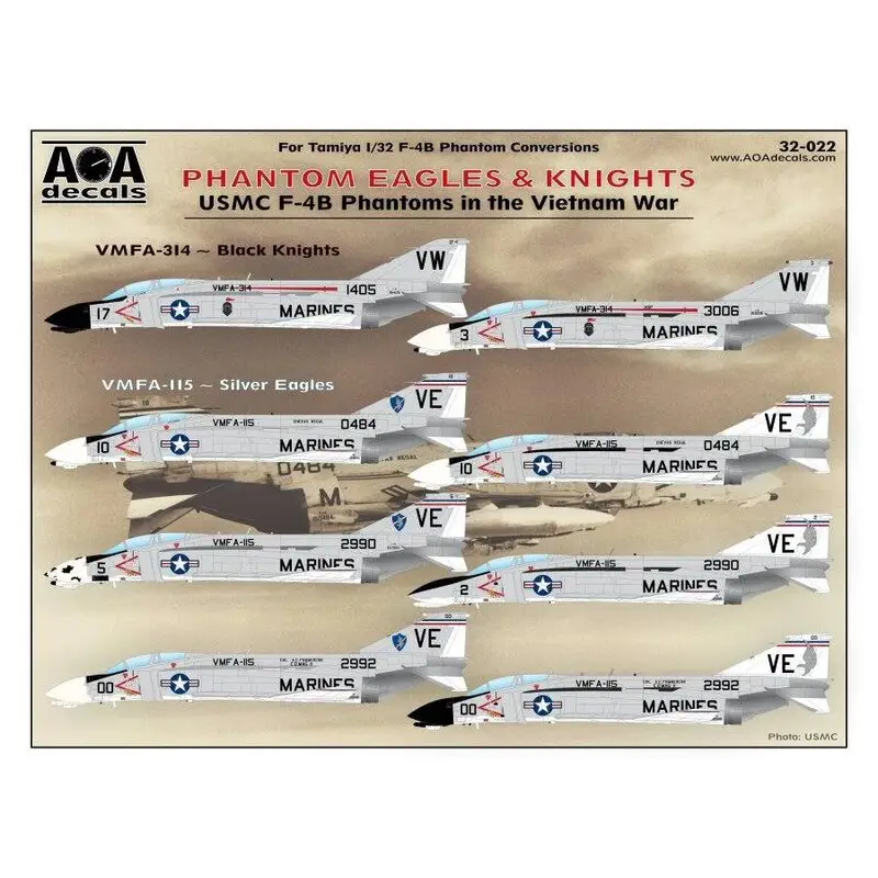 Sticker PHANTOM EAGLES & KNIGHTSUSMC F-4B Phantoms in de Vietnam-oorlog Decal Goedkoop