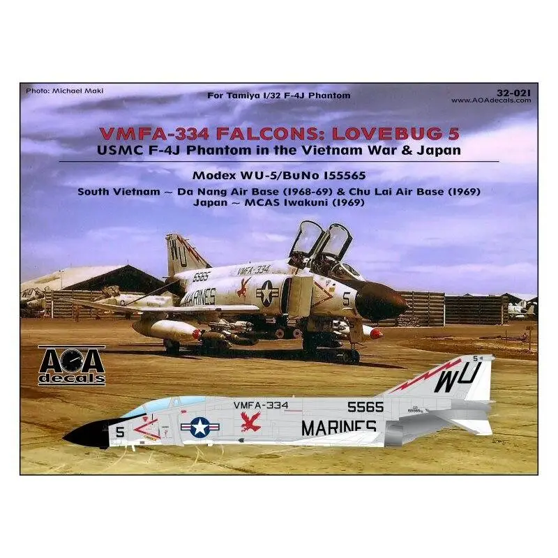 Sticker VMFA-334 FALCONS: LOVEBUG 5USMC McDonnell F-4J Phantom in de Vietnam-oorlog en Japan Shop Nu