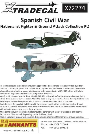 Sticker Spaanse Burgeroorlog Condor Legion Pt 1 (8) Messerschmitt Bf-109B-1 6,29 2.J / 88 1937 RLM70 / 71/65; Bf-109D 6,56 Haupt Dagaanbieding