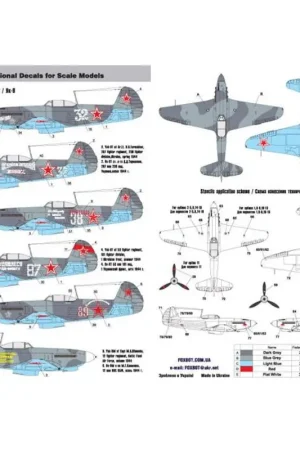 Sticker Yakovlev Yak-9 voor Airfix, ICM, Alanger, Dakoplast, Eastern Express kits Hoge Kwaliteit