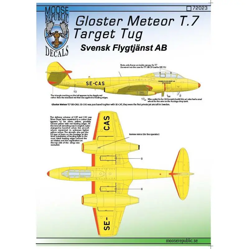 Gecertificeerd Sticker Gloster Meteor T.7 target sleepbuis Decal