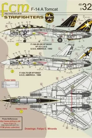 Fabrieksprijs Sticker Herdrukt!Grumman F-14A Tomcat (2) 160381 AB / 200 CAG Zwarte vin, gekleurde markeringen 1992;159429 AB / 203 lage zich