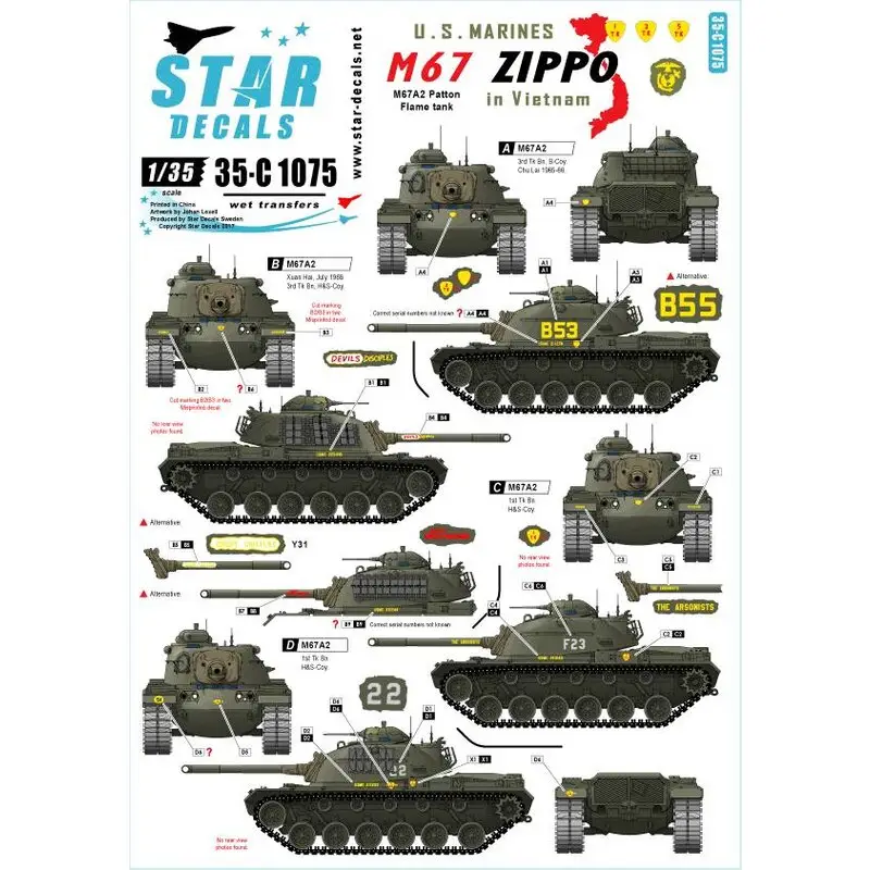 Amerikaanse mariniers in Vietnam.M67 Zippo.1ste Bataljon van de Tank, M67A2 Patton Flame tank. Direct Beschikbaar
