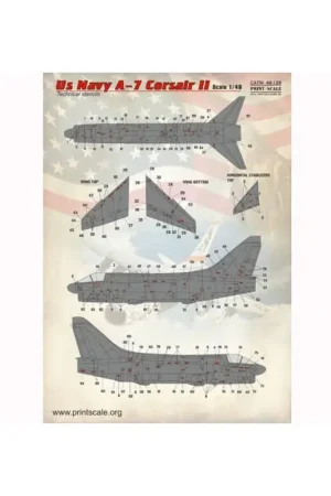 Sticker US Navy Vought A-7E Zeerover ll Techical stencils Decal Lage Prijs