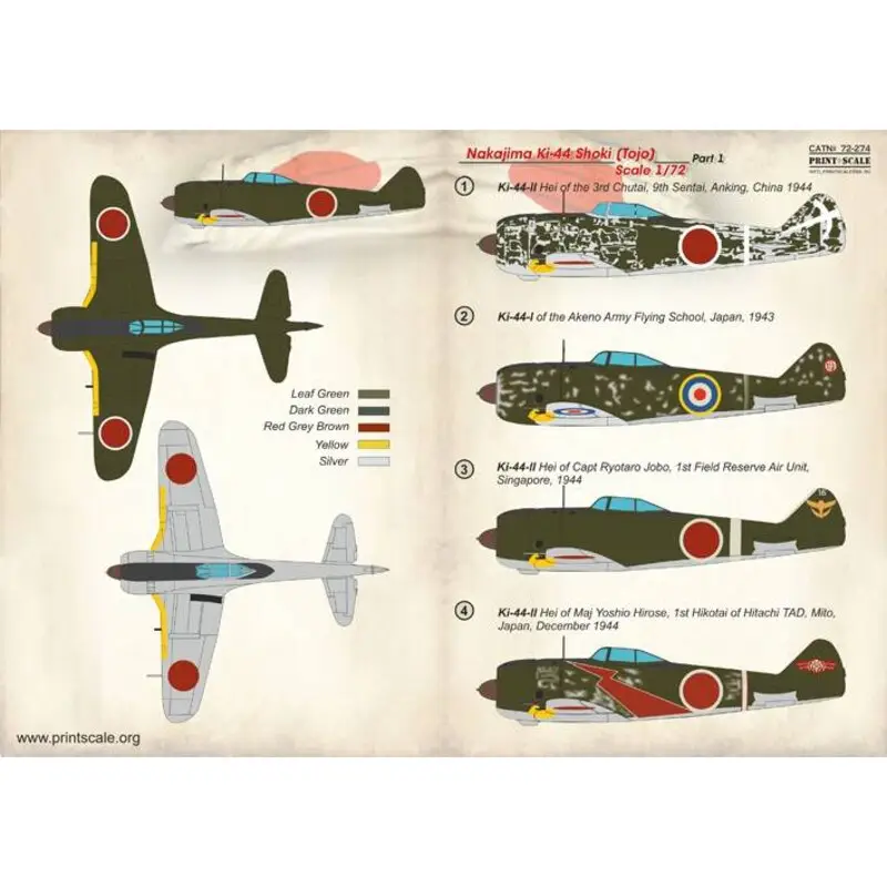 Sticker Nakajima Ki-44 Shoki Deel-1 Decal Speciale Aanbieding