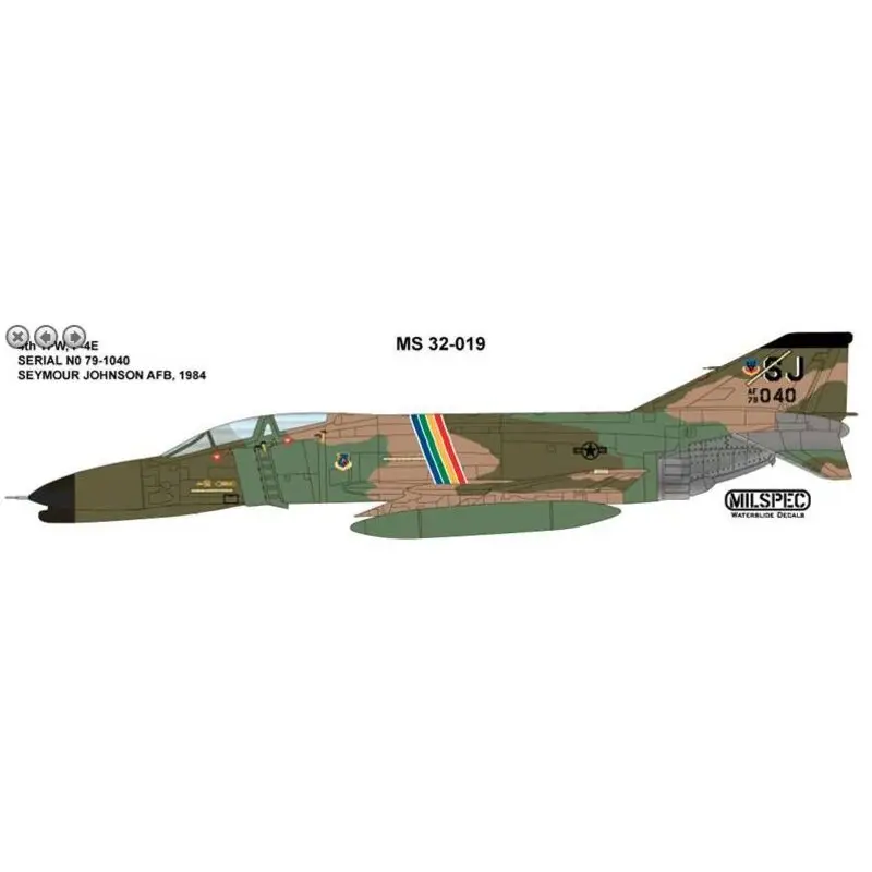 Sticker McDonnell F-4E Phantom 4e TFW 1984 SEYMOUR JOHNSON AFB Decal Speciale Aanbieding