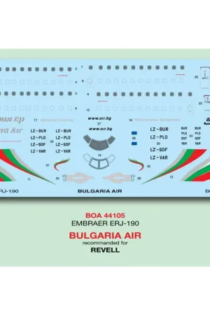 Sticker Embraer ERJ-190 Bulgarije Air (ontworpen om gebruikt te worden met Revell kits) Flitsaanbieding
