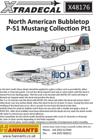 Lage Prijs Sticker Internationale Noord-Amerikaanse P-51D Mustang Bubbletops Pt 1 (5) KH727 DJ-V 93 Sqn Italië 1946; 44-13431 QP-E 'Little