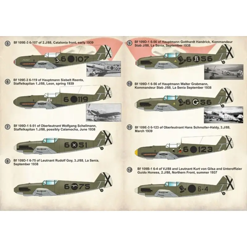 Lage Prijs Sticker Azen van de Legion Condor Deel 2 Messerschmitt Bf-109B-1 / Bf-109D-1 / Bf-109E-3