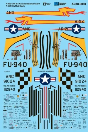 Sticker Noord-Amerikaans F-86E Saber (2) 112940 FU-940 38e FS, 51ste FW Lt Kol. George I. Ruddell 'Mig Mad Mavis';91024 Arizona Goedkoop