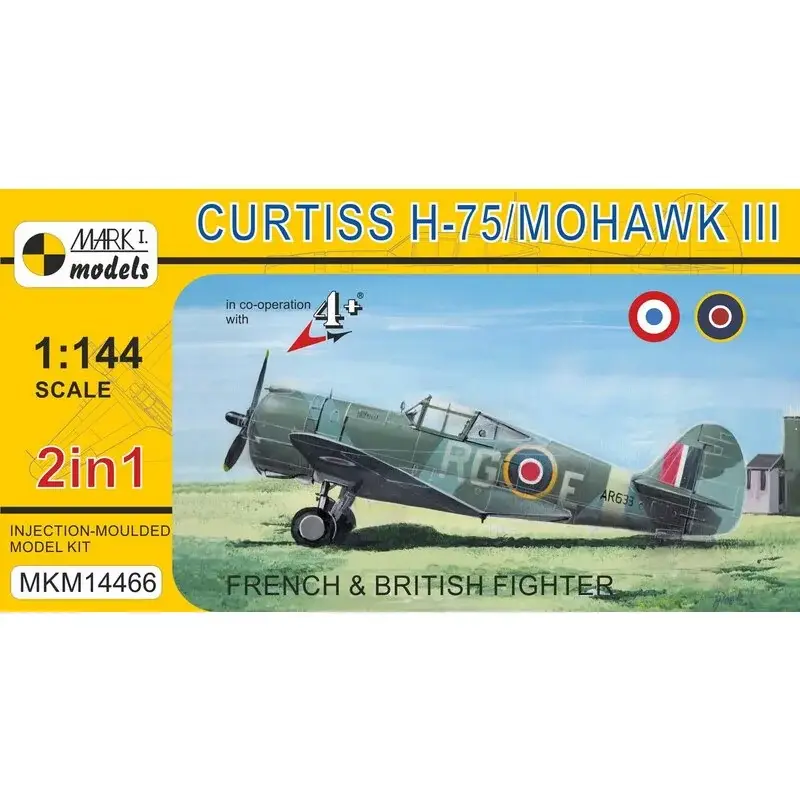 Lage Prijs Curtiss H-75 / Mohawk III 'Franse en Engelse Fighter' (2op1 2 kits in 1 box) (Frans AF, RAF) Curtiss H-75 was exportversie van d