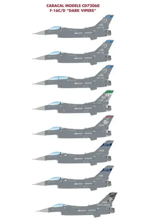 Populair Sticker F-16C / D Dark VipersDeze lak biedt nieuwe markeringen voor een bekend USAF-vliegtuig in zijn nieuwste kleding: de volge
