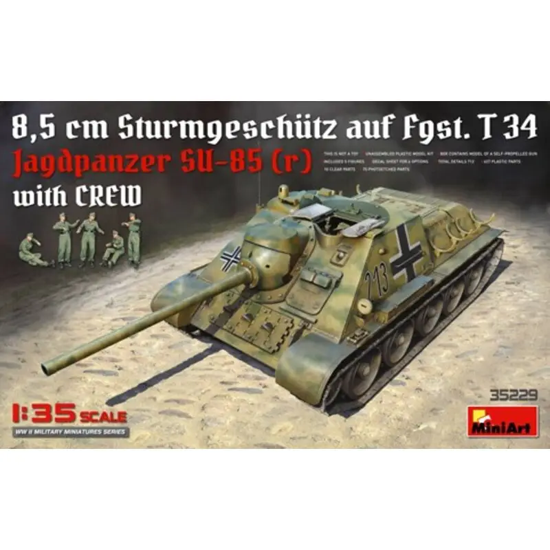 Jagdpanzer SU-85 (R) with CREWHIGHLY DETAILED MODEL OF A SOVIET SP GUN SU-85WORKABLE TRACK LINKSTOTAL DETAILS 712627 PLASTIC PAR Merkproduct