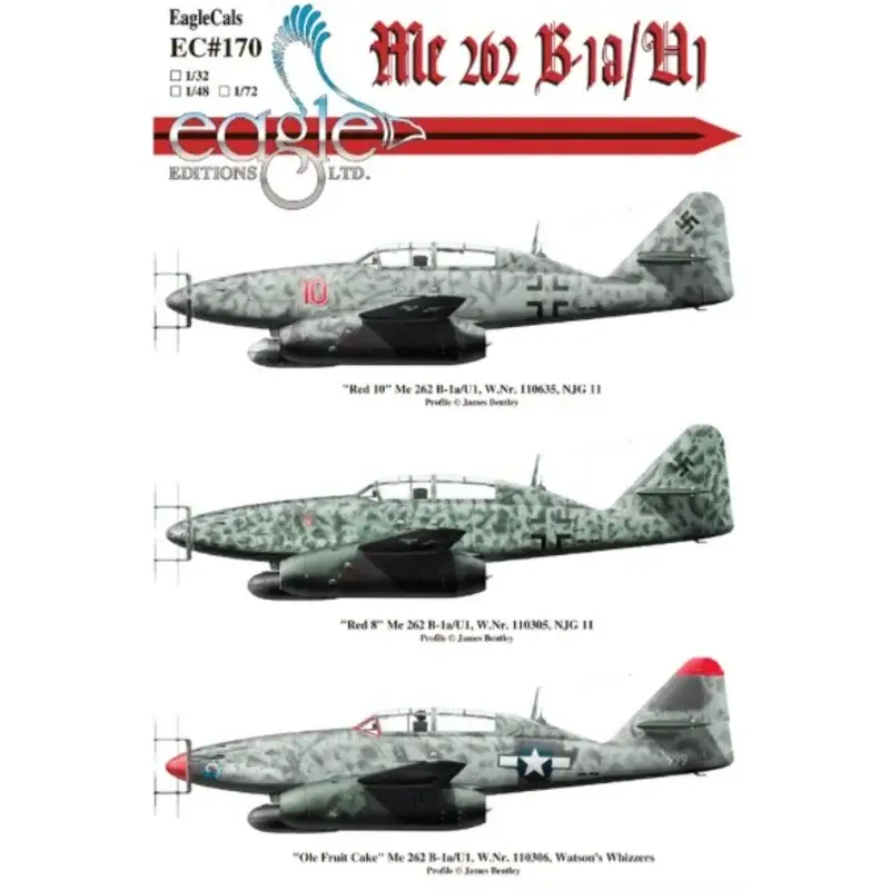 Sticker Messerschmitt Me-262B-1A/U1 Nightfighters of NJG 11The study of late war camouflage schemes of the Me 262 B nightfighter Voordeelprijs