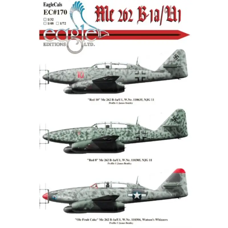 Sticker Messerschmitt Me-262B-1A/U1 Nightfighters of NJG 11The study of late war camouflage schemes of the Me 262 B nightfighter Nieuw