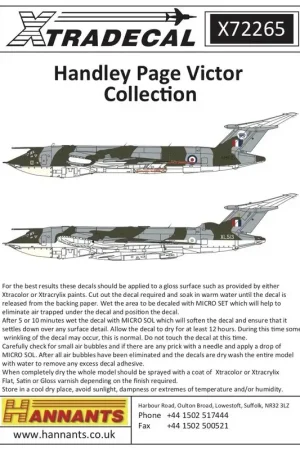 Betrouwbaar Sticker Handley Page Victor Collection Mks.1 en 2 (11) Victor B.Mk.1 + XA928 57 Sqn RAF Marham - XA936 214 Squadron RAF Marham 1