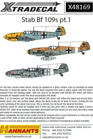 Lage Kosten Sticker Messerschmitt Bf-109E / F / G Pt.1 (13) Stab aircraftBf-109E-3 JG 2 Geschwaderkommodore Oberst Gerd von Massow, Frankfuu
