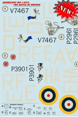 Seizoensaanbieding Sticker Hawker Hurricane Mk.I Aces.De Battle of Britain Decal
