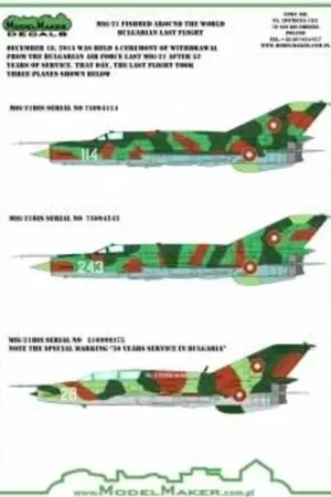 Alleen Vandaag Sticker Bulgaarse MiG-21 Last Flight Decal