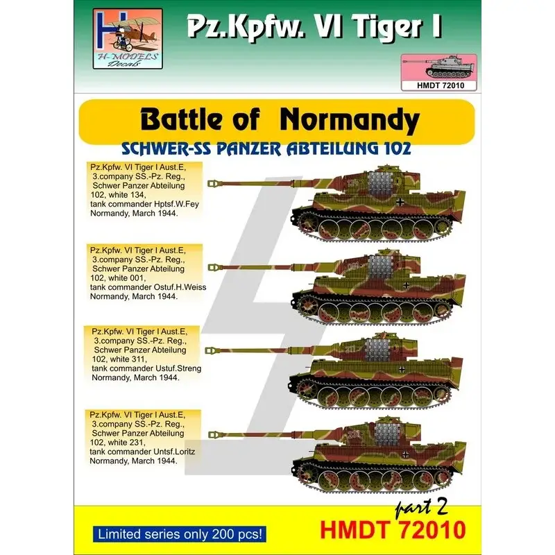 Finale Uitverkoop Pz.Kpfw.VI Tiger I Slag om Normandië (Schwere SS-Pz. Abt.102), Pt.2 Decal