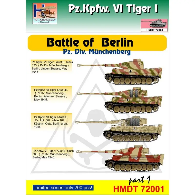 Aanbieding Pz.Kpfw.VI Tiger I Slag van Berlijn (Pz Div Muuml -.. Nchenberg), Pt.1 Decal