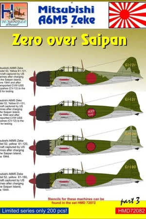 Sticker Mitsubishi A6M5 Zeke op Saipan, Pt.3 Decal Meest Verkocht