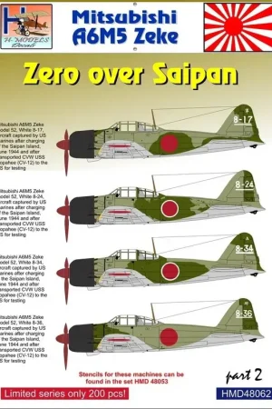 Sticker Mitsubishi A6M5 Zeke op Saipan, Pt.2 Decal Hoge Kwaliteit
