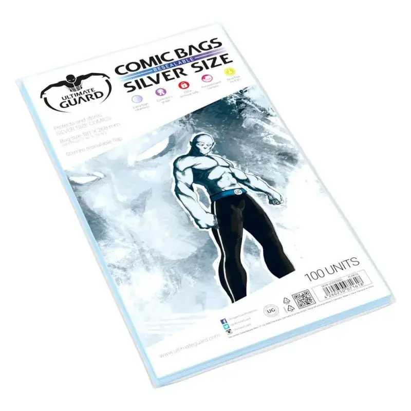 Ultimate Guard Comic Bags Resealable Silver Size (100) Fabrieksprijs