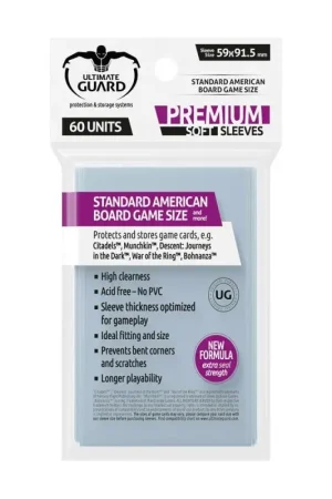 Ultimate Guard Premium Soft Sleeves for Board Game Cards Standard American (60) Laatste Kans