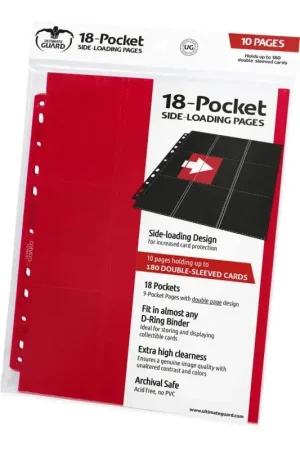 Ultimate Guard 18-Pocket Pages Side-Loading Red (10) Snelle Levering