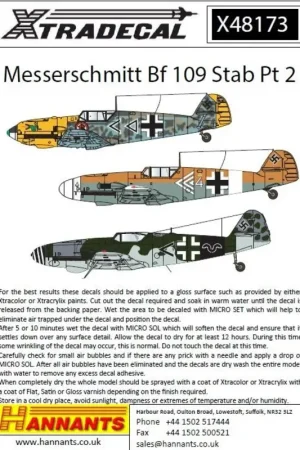 Sticker Messerschmitt Bf-109's met Stab markeringen Pt 2 (14) Bf-109E-4 Oblt Walter Horten JG 26 Adjudant 1940 Geel neus en roer Beperkte Voorraad