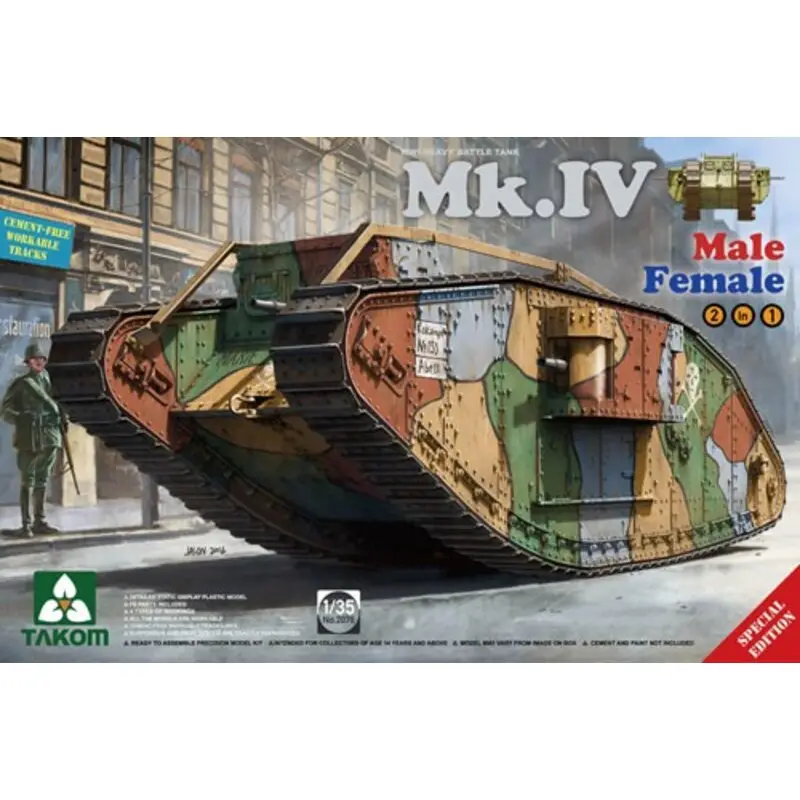 WWI Heavy Battle Tank Mk IV 2 in 1 (Special Edition) Monteer als Man of Vrouw versie Schaalmodel Koop Online