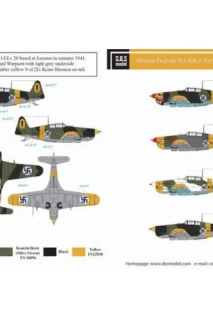 Sticker Morane-Saulner MS.406 in Finse dienst Decal Veilige Betaling