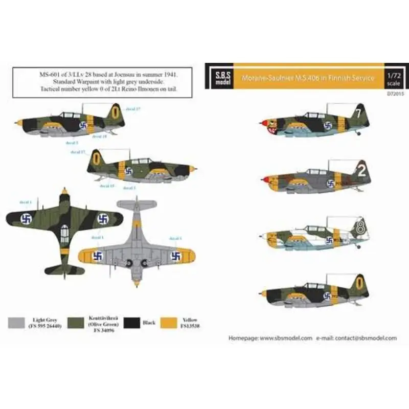 Sticker Morane-Saulner MS.406 in Finse dienst Decal Veilige Betaling