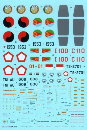 Gratis Retour Sticker Re-gedrukt en bijgewerkte versie van HD48022!Sukhoi Su-27S / SK / UB Flanker B / C (6) Su-27S Flanker B: - 1953 1 Fight