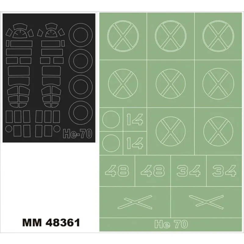 Heinkel He 70 2 canopy masks (exterior and interior) + 1 insignia masks (designed to Be Farming with AZ MODELS kits) Goedkoop