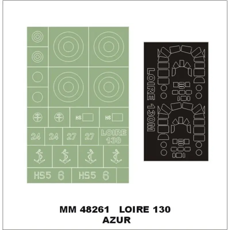 Loire 130M 2 canopy masks (exterior and interior) + 1 insignia masks (designed to Be Farming with Azur kits) Lage Prijs