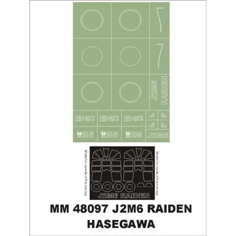 Bestel Nu Mitsubishi J2M3 Raiden Jack 2 canopy masks (exterior and interior) + 2 insignia masks (designed to Be Farming with Hasegawa kits