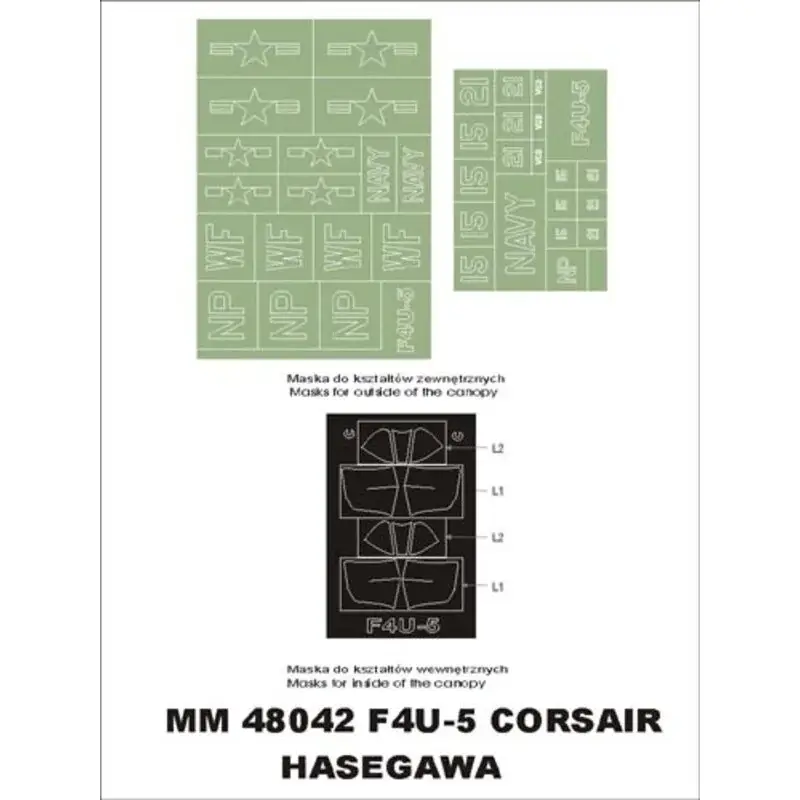 Vought F4U-5 Corsair 2 canopy masks (exterior and interior) + 2 insignia masks (designed to Be Farming with Hasegawa kits) Nu Kopen