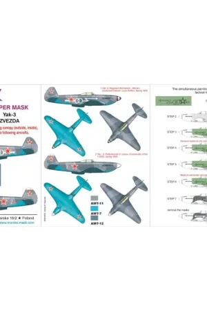 Yakovlev Yak-3 February canopy mask (exterior and interior) + 1 insignia masks + decals (designed To Be Farming with Zvezda kits Must-Have