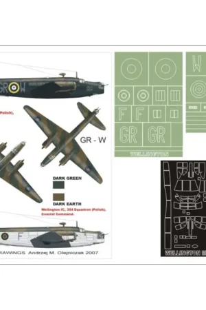 Vickers Wellington Mk.IC 1 canopy mask (exterior) + 3 insignia masks + decals (designed To Be Farming with Trumpeter kits) Meest Verkocht