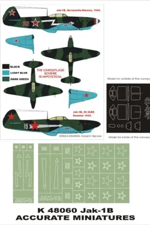Yakovlev Jak-1 1B 2 canopy mask (exterior and interior) + 2 insignia masks (designed to Be Farming with Acc.M. kits) Flitsaanbieding