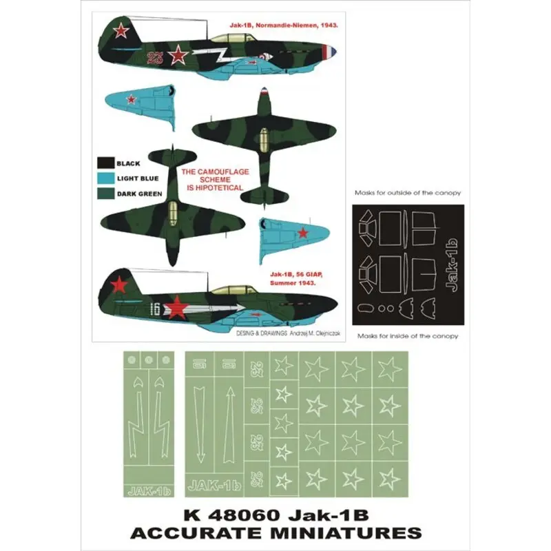 Yakovlev Jak-1 1B 2 canopy mask (exterior and interior) + 2 insignia masks (designed to Be Farming with Acc.M. kits) Flitsaanbieding