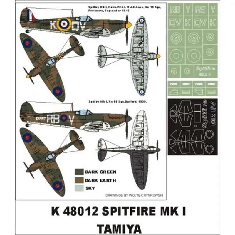 Direct Beschikbaar Supermarine Spitfire Mk.I 1 canopy mask (exterior) + 2 insignia masks (designed to Be Farming with Tamiya kits)