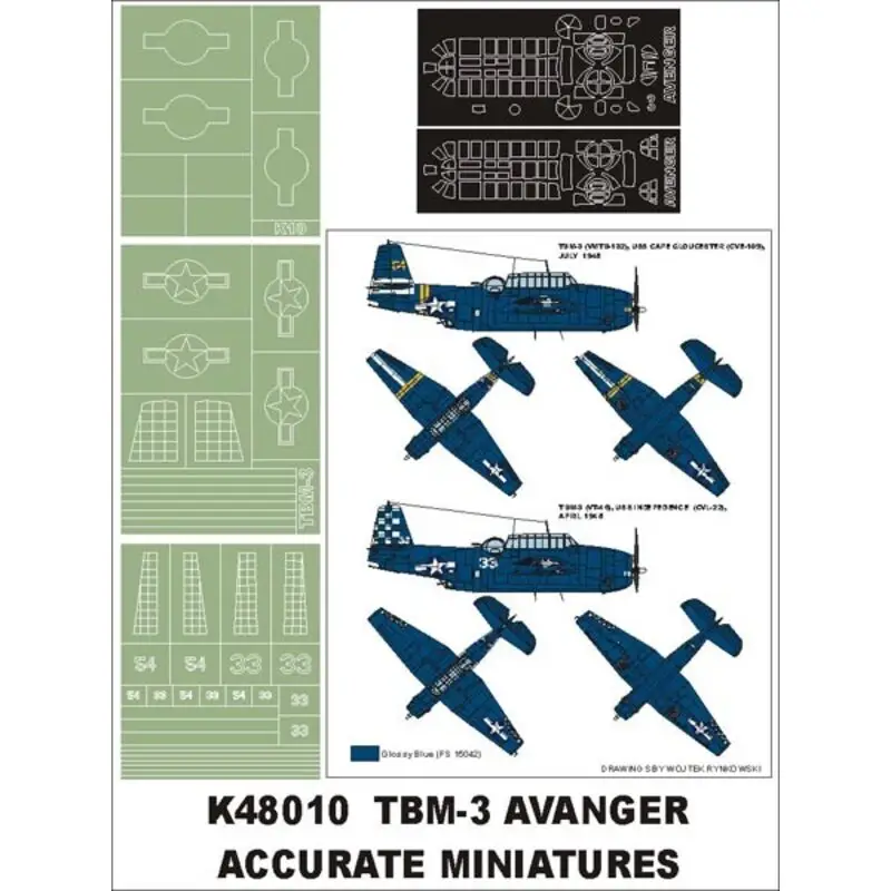 Alleen Vandaag Grumman TBM-3 Avenger 2 canopy mask (exterior and interior) + 3 insignia masks (designed to Be Farming with Acc.M. kits)