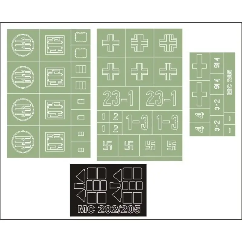 Macchi C.205 2 canopy masks (exterior and interior) + 3 insignia masks (designed to Be Farming with Pacific Coast Models kits) Koop Vandaag