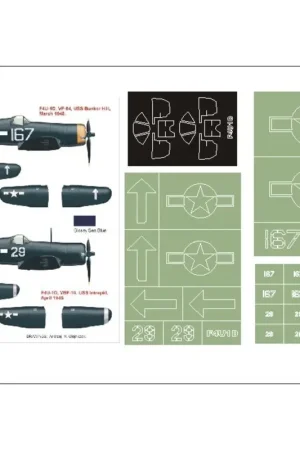 Vought F4U-1D Corsair 2 canopy mask (exterior and interior) + 3 insignia masks (designed to Be Farming with TRUMPETER kits) Koop Online