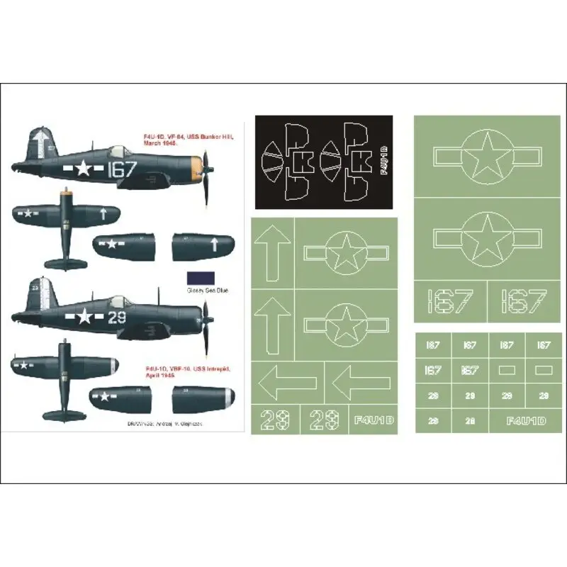 Vought F4U-1D Corsair 2 canopy mask (exterior and interior) + 3 insignia masks (designed to Be Farming with TRUMPETER kits) Koop Online