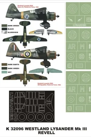 Westland Lysander Mk.III 1 canopy mask (exterior) + 3 insignia masks (designed to Be Farming with Revell kits) Lage Kosten